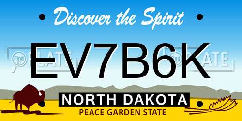 EV7B6K North Dakota License Plate