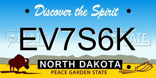 EV7S6K North Dakota License Plate
