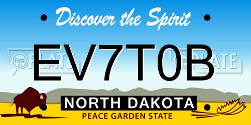 EV7T0B North Dakota License Plate