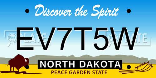EV7T5W North Dakota License Plate
