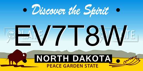 EV7T8W North Dakota License Plate