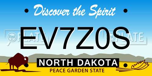 EV7Z0S North Dakota License Plate