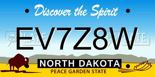 EV7Z8W North Dakota License Plate