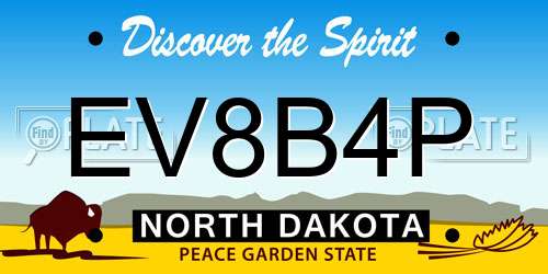 EV8B4P North Dakota License Plate