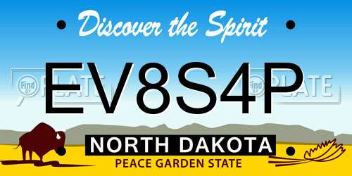EV8S4P North Dakota License Plate