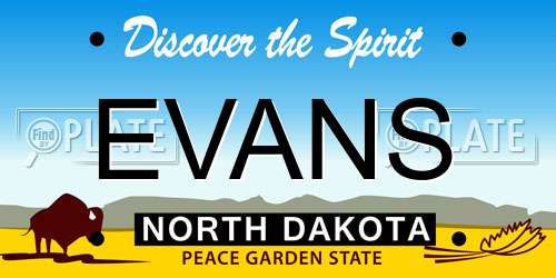 EVANS North Dakota License Plate