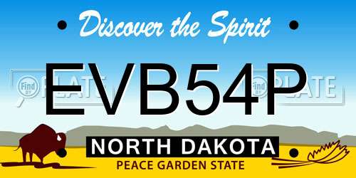 EVB54P North Dakota License Plate