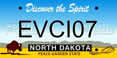 EVCI07 North Dakota License Plate