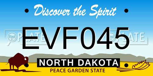 EVF045 North Dakota License Plate