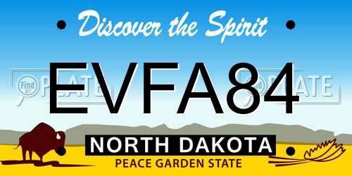EVFA84 North Dakota License Plate