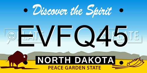 EVFQ45 North Dakota License Plate
