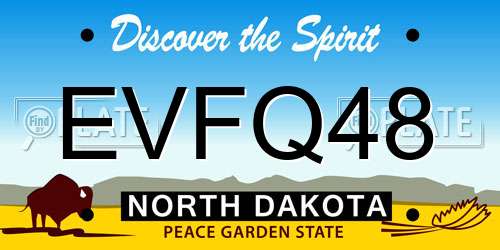 EVFQ48 North Dakota License Plate