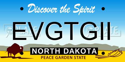 EVGTGII North Dakota License Plate