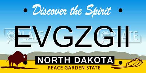 EVGZGII North Dakota License Plate