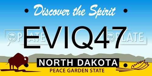 EVIQ47 North Dakota License Plate