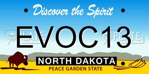 EVOC13 North Dakota License Plate