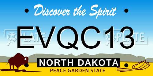 EVQC13 North Dakota License Plate