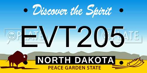 EVT205 North Dakota License Plate