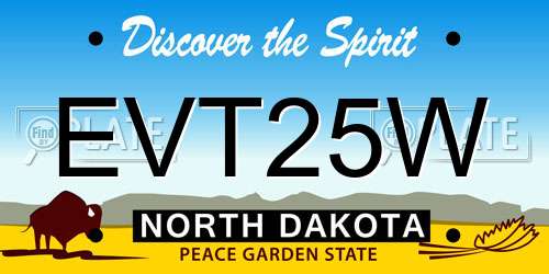 EVT25W North Dakota License Plate