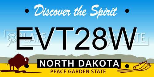 EVT28W North Dakota License Plate
