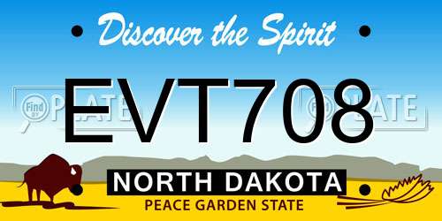EVT708 North Dakota License Plate