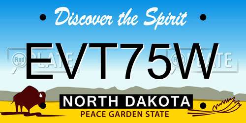EVT75W North Dakota License Plate