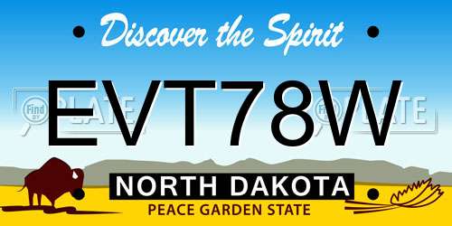 EVT78W North Dakota License Plate