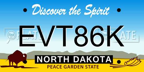 EVT86K North Dakota License Plate