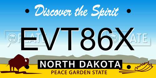 EVT86X North Dakota License Plate