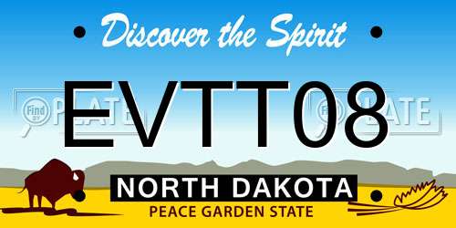 EVTT08 North Dakota License Plate
