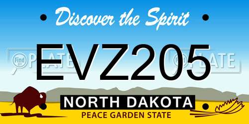 EVZ205 North Dakota License Plate