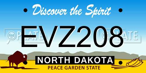 EVZ208 North Dakota License Plate