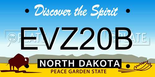 EVZ20B North Dakota License Plate