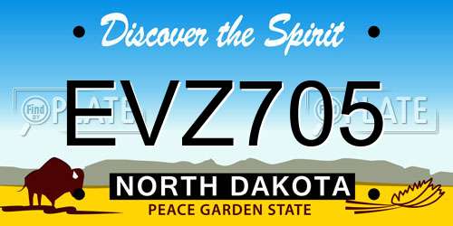 EVZ705 North Dakota License Plate