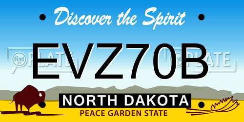 EVZ70B North Dakota License Plate