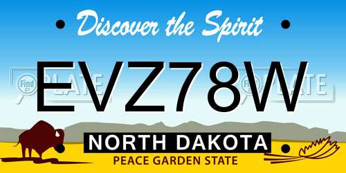 EVZ78W North Dakota License Plate