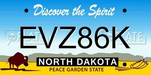 EVZ86K North Dakota License Plate