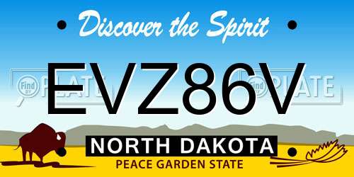 EVZ86V North Dakota License Plate