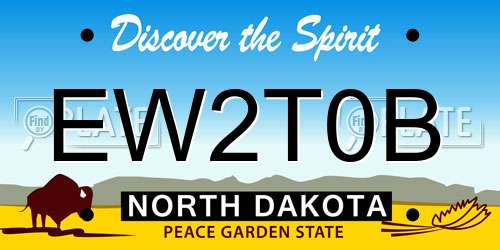 EW2T0B North Dakota License Plate