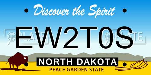 EW2T0S North Dakota License Plate