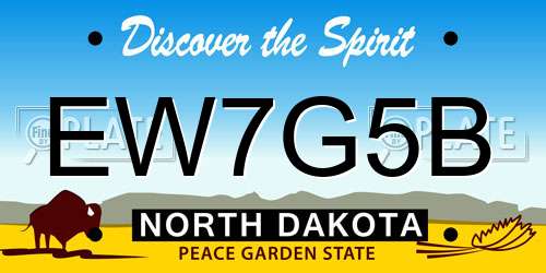 EW7G5B North Dakota License Plate