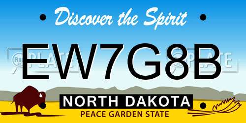 EW7G8B North Dakota License Plate