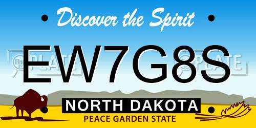 EW7G8S North Dakota License Plate