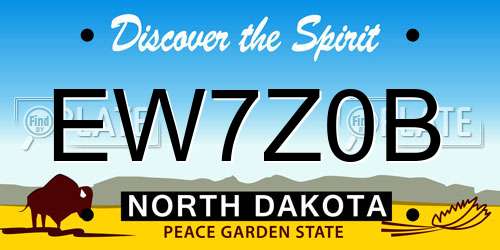 EW7Z0B North Dakota License Plate