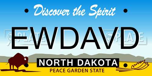 EWDAVD North Dakota License Plate