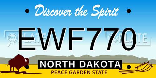 EWF770 North Dakota License Plate