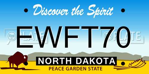 EWFT70 North Dakota License Plate