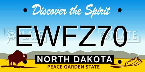EWFZ70 North Dakota License Plate