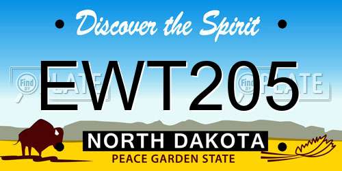 EWT205 North Dakota License Plate