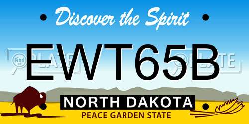 EWT65B North Dakota License Plate